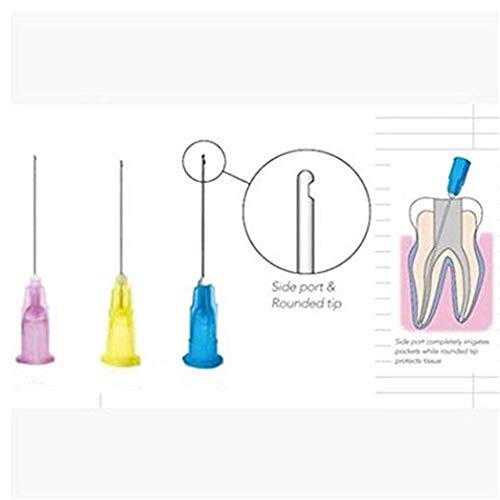 100 PCS Dental Disposable Irrigation Needles Irrigation Needle Irrigation Needle tip End-Closed Side Hole (23 GA Blue)