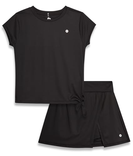 Image of RBX Girls Athletic Skort Set - 2 Piece Workout Outfit with Performance Graphic Tee & Athletic Skort for Girls