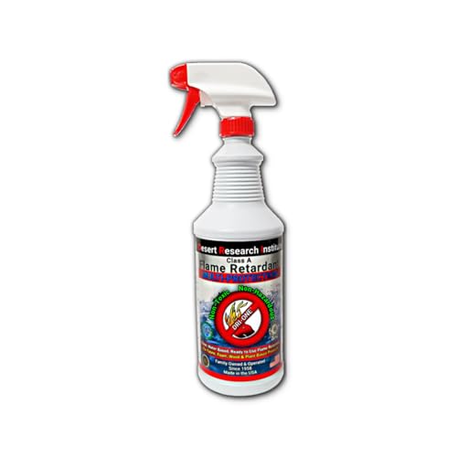 Fire Retardant Spray Liquid Solution (Class A for Natural Textiles Raw Wood Absorbent Materials & More) Eco-Safe Non Toxic C.A.C. Title-19 ASTM E84 DRI-ONE One Quart with One Sprayer- 32 oz
