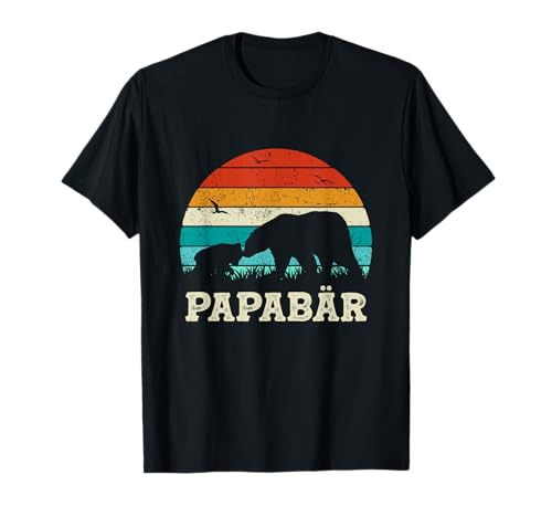 Retro Vater Baby Sohn Tochter Bär Papa Vatertag T-Shirt