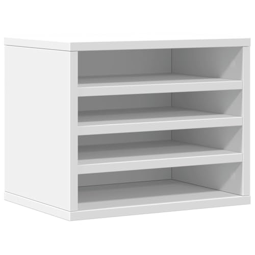 vidaXL Organizador escritorio madera ingeniería blanco 36x26x29,5 cm, almacenamiento de escritorio, organizador de papelería, estante de almacenamiento de escritorio