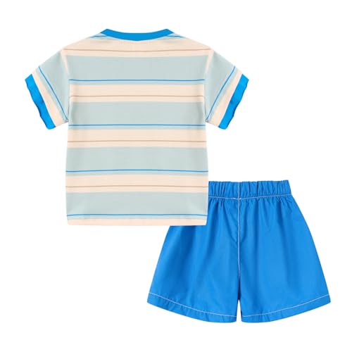 Image of LittleSpring Boys Girls Summer Outfits Striped T-Shirt and Shorts Set