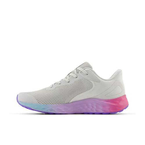 New Balance KIds Arishi Fresh Foam v4 Sneaker, GREY MATTER/MID CENTURY PINK/LILAC GLO, 3.5 XW Big Kid (8-12 Years)