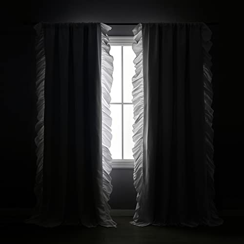 Lush Decor Reyna Ruffle 100% Lined Blackout Window Curtain Panel, Single Panel, 54" W x 84" L, White - Flowy Blackout Curtain - Farmhouse Ruffle Curtains for Bedroom, Living room, or Dining Room by Lush Decor - Image 2