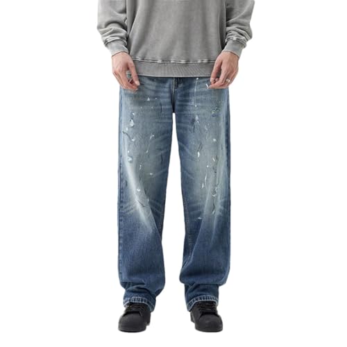 Men's Retro American High Street Jeans Ink Loose Casual Straight Pants