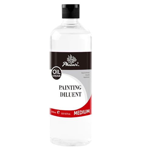 PHOENIX Painting Diluent - 16.9 Fl Oz./ 500ml Oil Brush Cleaner, Odorless Oil Paint Thinner, Mineral Spirits Refined Solvent, Painting Medium for Artists