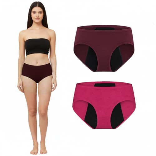 Image of DIVING DEEP Women's Period Panty | Pack of 2 Leakproof Menstrual Underwear | Heavy Flow Protection | Reusable & Washable Period Panties for Women & Teens