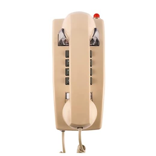 Classic Wall Phones for Landline with Mechanical Ringing, Single Line 2554 Wall Telephone with Indicator, Retro Wall Mounted Phone Waterproof, Old Wall Mount Phone for Kitchen,Home,Beige