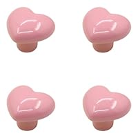 RSWZSFL Pack of 4 Heart Shape Ceramic Knobs Cabinet Handles Drawers Knobs Furniture Knobs with Screws Cupboard Knobs for Dresser Drawers Kitchen Kids Room