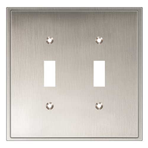 Cover Star Soft Modern Decorative Wall Plate Switch Plate Outlet Cover, Durable Solid Zinc Alloy (Double Toggle, Satin Nickel) #TOP28