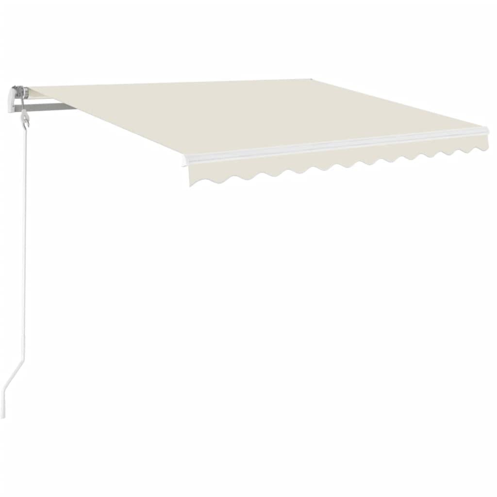 Toldo con brazo articulado, 350 x 250 cm, toldo manual retráctil con manivela, dispensador de sombra para terrazas y balcones, marco de aluminio blanco, tejido de poliéster crema