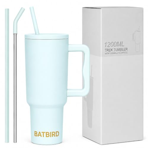 Image of Stainless Steel 1200 ml Vacuum Tumbler with Lid & Straw - Double‑Wall Insulated Cup for Travel, Gym & Office - Keeps Beverages Hot or Cold - 1.2 L Capacity (Light Sky Blue)