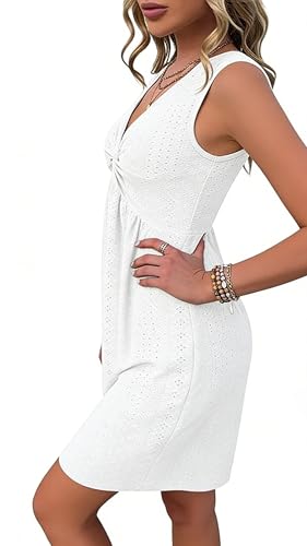 Image of LLHXRUI Sundresses for Women Sleeveless Boho Summer Dress Elegant Vacation Tank Dresses Casual Tunic Short Sun Dress
