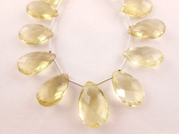Perles Lemon Quartz facettées pour création de colliers de mariage et boucles d'oreilles d'été