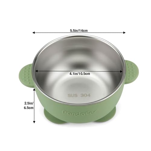 PandaEar 3er Set Edelstahl Baby Schüsseln mit Saugnapf – Breischale für Babybrei & Porridge, Rutschfeste Babyschüsseln mit Silikonhülle, Unzerbrechlich & BPA-frei, Kinderschüssel ab 6 Monaten