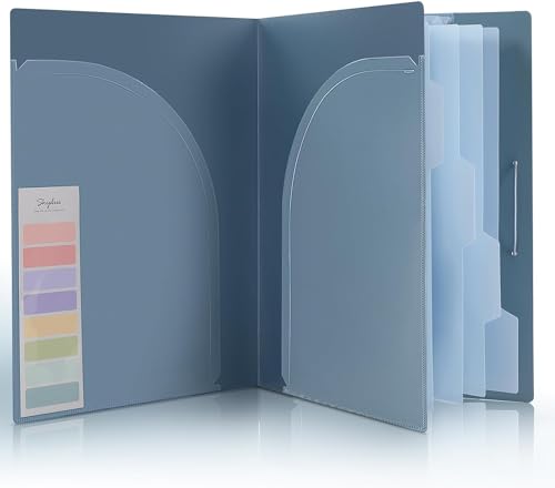 SKYDUE Dokumentenmappe A4 Fächermappe Mit 5 Pockets & 2 Fächern Für Präsentations Mappe Und 2 Gummizüge Gummizugmappe A4/Ordnungsmappe (Blau)