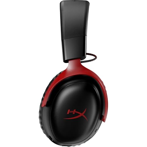 Image of HyperX Cloud III Wireless - Gaming Headset for PC, PS5, PS4, up to 120-hour Battery, 2.4GHz Wireless, Spatial Audio, 53mm Angled Drivers, Memory Foam, Durable Frame, 10mm Microphone, Black /Red