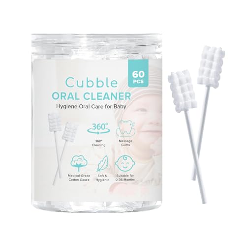 Image of Cubble Baby Tongue Cleaner, 60pcs, Disposable Infant Toothbrush, Hygiene Oral Care Oral Wipes for Baby and Infant