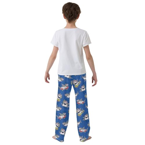 Diving Shark Surf Boys Long Pants Soft Trousers Elastic Waist Kids Lounge Bottoms with Pockets S-XL3