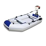 Motorized Inflatable Boat Raft Kayak with 4hp Outboard Motor, Heavy Duty Raft with Drop-Stitch Floor, Multiple Air Chambers, Aluminum Oars, Portable Rowing Boat for 1-3 Adults(Two Package)