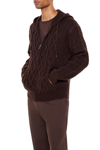 Forever 21 Men's Hooded Cable Knit Zip-up Sweater4