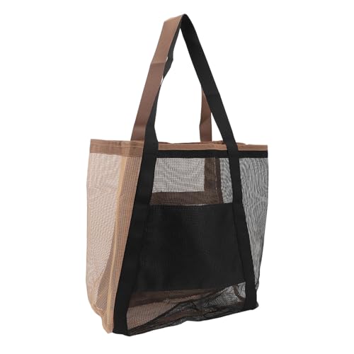 Alomejor Beach Bag, Portable Fashionable Mesh Shoulder Bag for Women Travel Shopping Camping