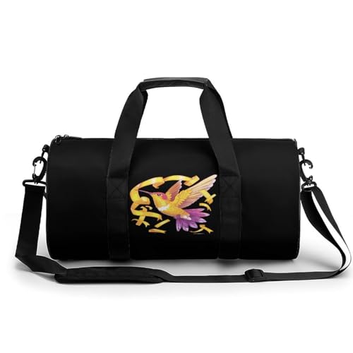 Hummingbird Ribbon Endometrial Cancer Awareness Gym Bag Lightweight Carry On Duffel Bag Athletic Sports Travel Bag Weekender Bag for Men Women