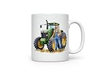 MAXIKIWI   Tasse à café ou à thé en céramique lisse et durable pour la maison ou le bureau – Parfait pour toutes les occasions – Aquarelle père et tracteur – 350 ml