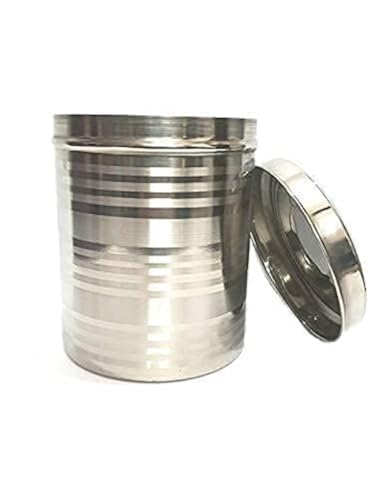 Image of Duodeno Stainless Steel Container -1 Litre, 1 Piece, Silver Stainless Steel Round Dabba Canister Containe 1 KG Food /Dough /Liquid Capacity NO Joints Storage Box (1 Liter)