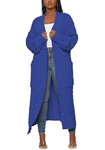 Image of Tcremisa Long Cable Knit Cardigans for Women Chunky Maxi Sweater Coat