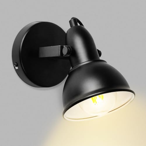 Unikcst Wandleuchte Innen Schwenkbar Vintage E27 Wandlampe Innen Schwarz-weiß Deckenlampe LED Metall Deckenstrahler 1 Flammig für Wohnzimmer Schlafzimmer Ohne Leuchtmittel Unikcst Wandleuchte Innen Schwenkbar Vintage E27 Wandlampe Innen Schwarz-weiß Deckenlampe LED Metall Deckenstrahler 1 Flammig für Wohnzimmer Schlafzimmer Ohne Leuchtmittel
