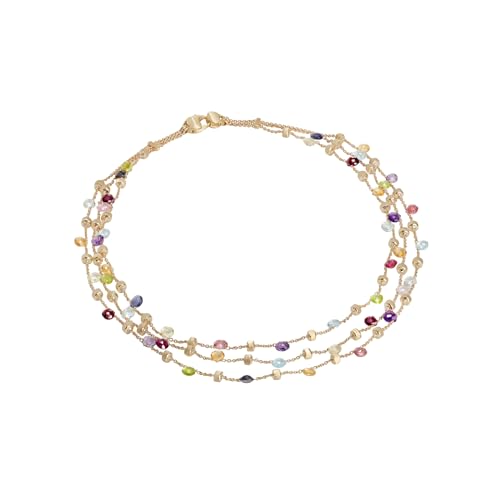 Design a Strati: Il design a strati offre un aspetto unico e moderno, con tre fili di perle e pietre che si intrecciano armoniosamente.