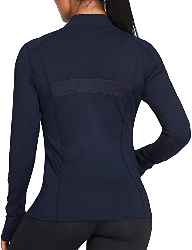 Pinspark Women'S Track Jacket Athletic Workout Running Jacket Full Zip Up Sportswear Lightweight Tops Navy Blue M thumb #1