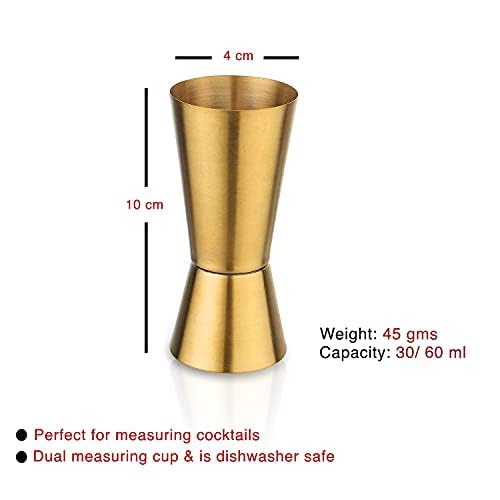 Steren Impex | Stainless Steel 3 Piece Black & Gold (PVD Coated) Bar Set | Double Wall - Ice Bucket, Tong & Peg Measure (Perfect for Gifting) 4