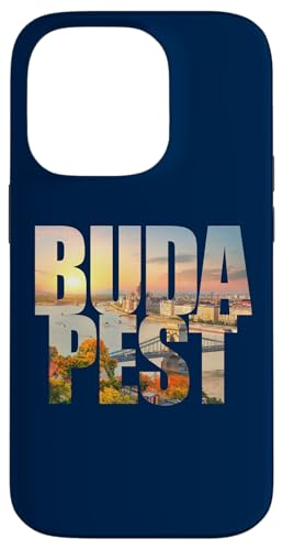 Budapest Text with Hungary Danube River & Parliament Graphic スマホケース iPhone 14 Pro 用
