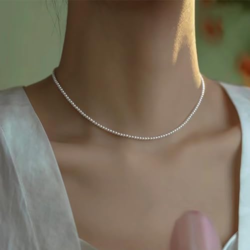 Boho Hochzeit Weißer Kleine Perlen Halskette Dünne Zierliche Perle Halsband Anhänger Mini Perlen Kette Braut Minimalistische Perlenbesetzt Choker Zarter Halsreif Niedlicher Vintage Einfache Frauen