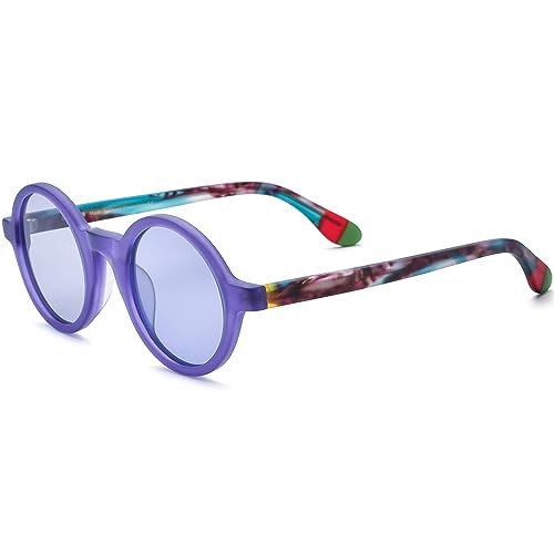 Image of HEPIDEM Matte Acetate Vintage Retro Round Polarized Sunglasses for Women 9270T