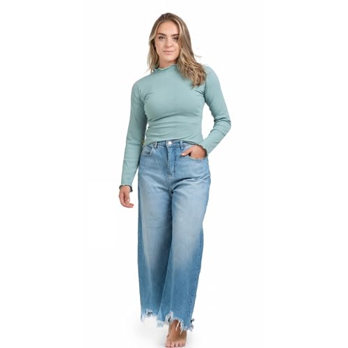 Blusa feminina canelada gola alta manga comprida (LILAS, M)