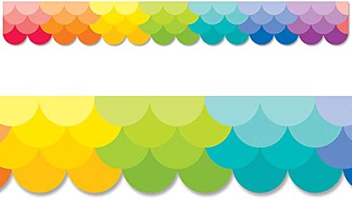CTP Ombre Rainbow Scallops Bulletin Board EZ Border (Creative Teaching Press 10569), Total of 96ft Border (2 X 48ft Borders)