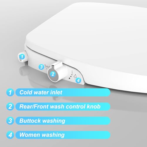 Bidet Toilet Seat, Premium Non-Electric Round Bidet Toilet Seats with Dual Nozzle, Easy to Install and Use, Perfect for Personal Hygiene and Comfort(Fits Round Toilets, White)