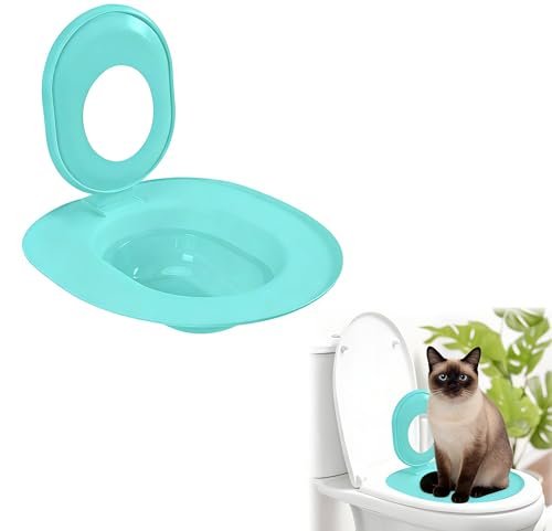 Cat Toilet Seat Training Kit Reusable Plastic Trainer for Pet Cleaning Removable Pet Toilet Training System Portable Trainer for Home Pet Shop Pet Care Easy Installation Stable and Durable (Blue)
