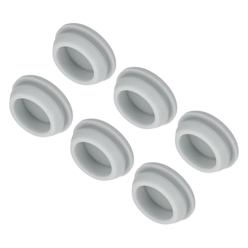 Image of MECCANIXITY 6pcs Silicone Snap in Locking Hole Plugs,20mm /0.8 Inch Mounting Diameter Narrow Groove Width 2mm Panel Seal Cover Round for Kitchen Bulkheads Waterproof Sealing Plugs Grey