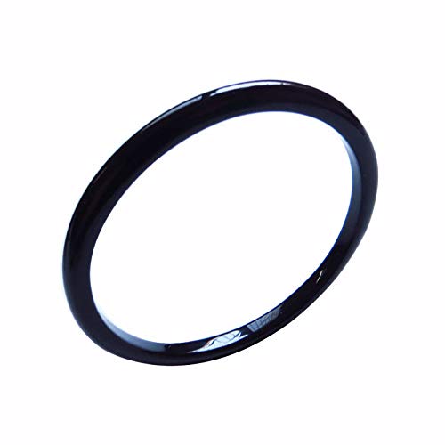 Agate noire naturelle pour femme : anneau fin et bijou en pierre véritable