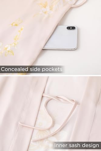 Image of PRODESIGN Kimono Robe for Women - Long Satin Sleepwear Silky Kimono Cover-Up Nightgown Japanese Bathrobe Loungewear Blouse