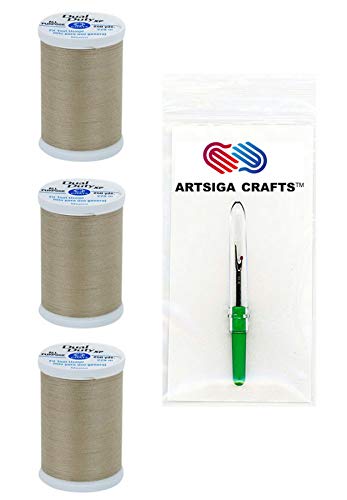 Coats & Clark Sewing Thread Dual Duty Xp General Purpose Poly Thread 250 Yards (3-Pack) Beige Bundle With 1 Artsiga Crafts Seam Ripper S910-8040-3P #TOP5
