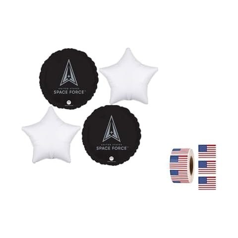 United States Space Force 4 Piece Balloon Bouquet Birthday Party Decorations Favors Includes 10 Stickers Valueballoon Party & Gifts Soldier Patriotic American Flag Cover
