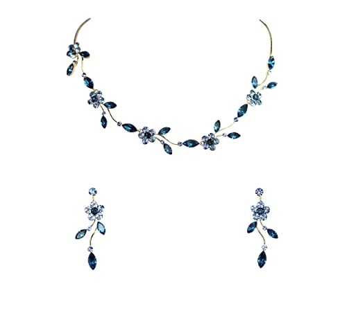Image of Faship Gorgeous Rhinestone Crystal Floral Necklace Earrings Set