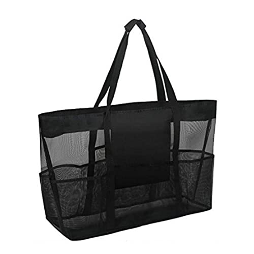 Enjovdery Bolsa de praia de malha extra grande para viagem com 8 bolsos grandes, compras, piscina, a