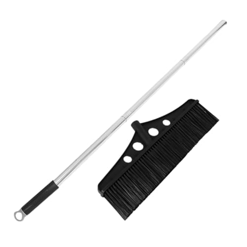 JEWEDECO 広い取り外し可能なガーデンほうき 屋外用ロングハンドル付きステンレス製デッキブラシ コンクリートやレンガ床に 多用途清掃用倉