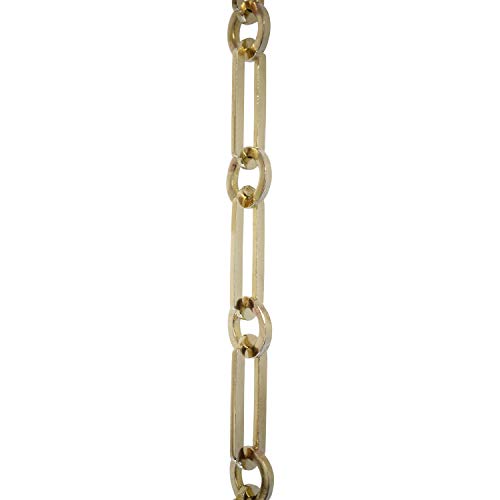 Image of RCH Hardware CH-21-PB-3 Decorative Polished Solid Brass Chain for Hanging, Lighting-Rectangles with Circular Connecting Rings and Welded Links (3 ft /1 Yard)